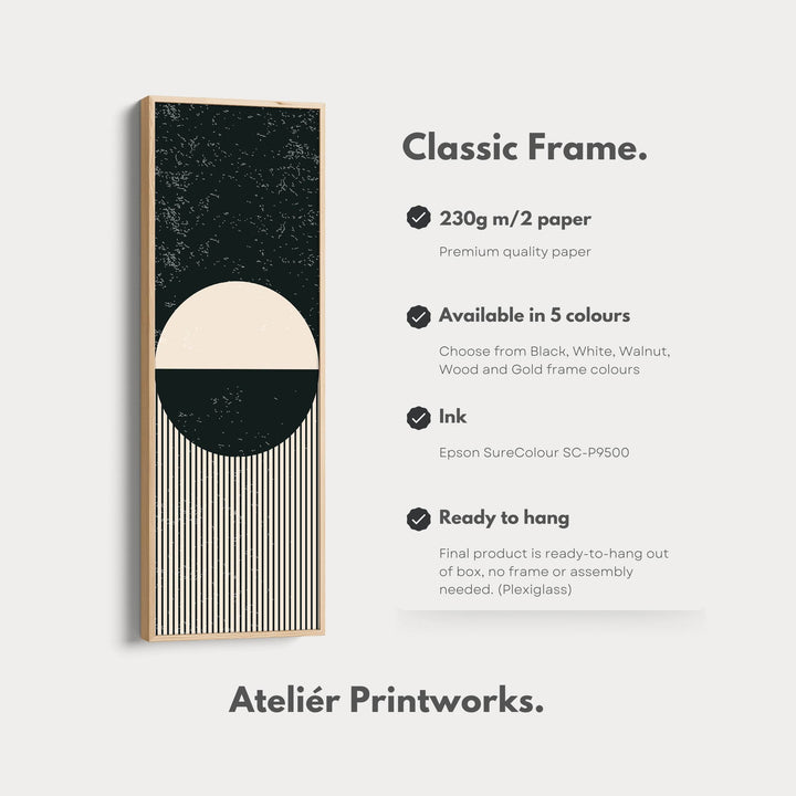 Minimalist Circle Stripes Vertical Framed Canvas Wall Art for Office or Bedroom - Atelier Printworks