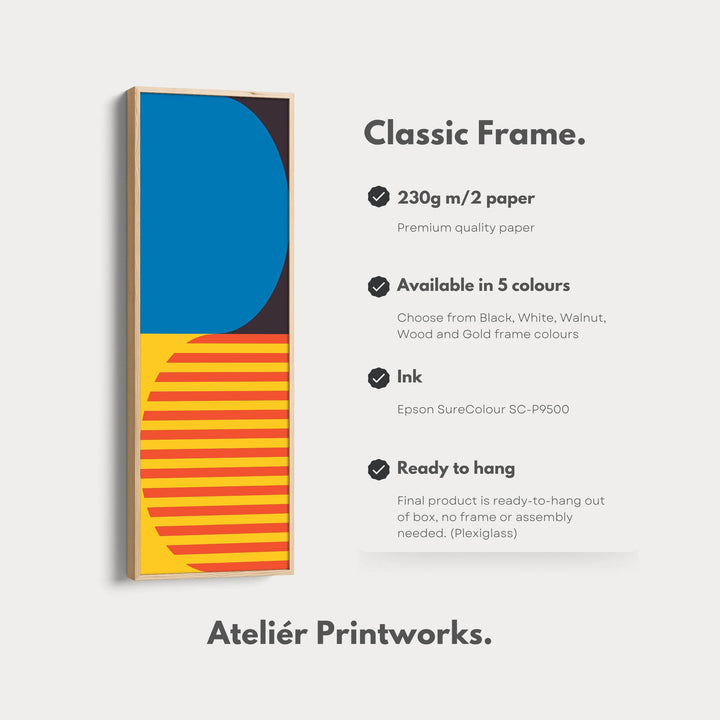 Minimalist Sun Stripes Vertical Framed Canvas Wall Art for Bedroom or Hallway - Atelier Printworks