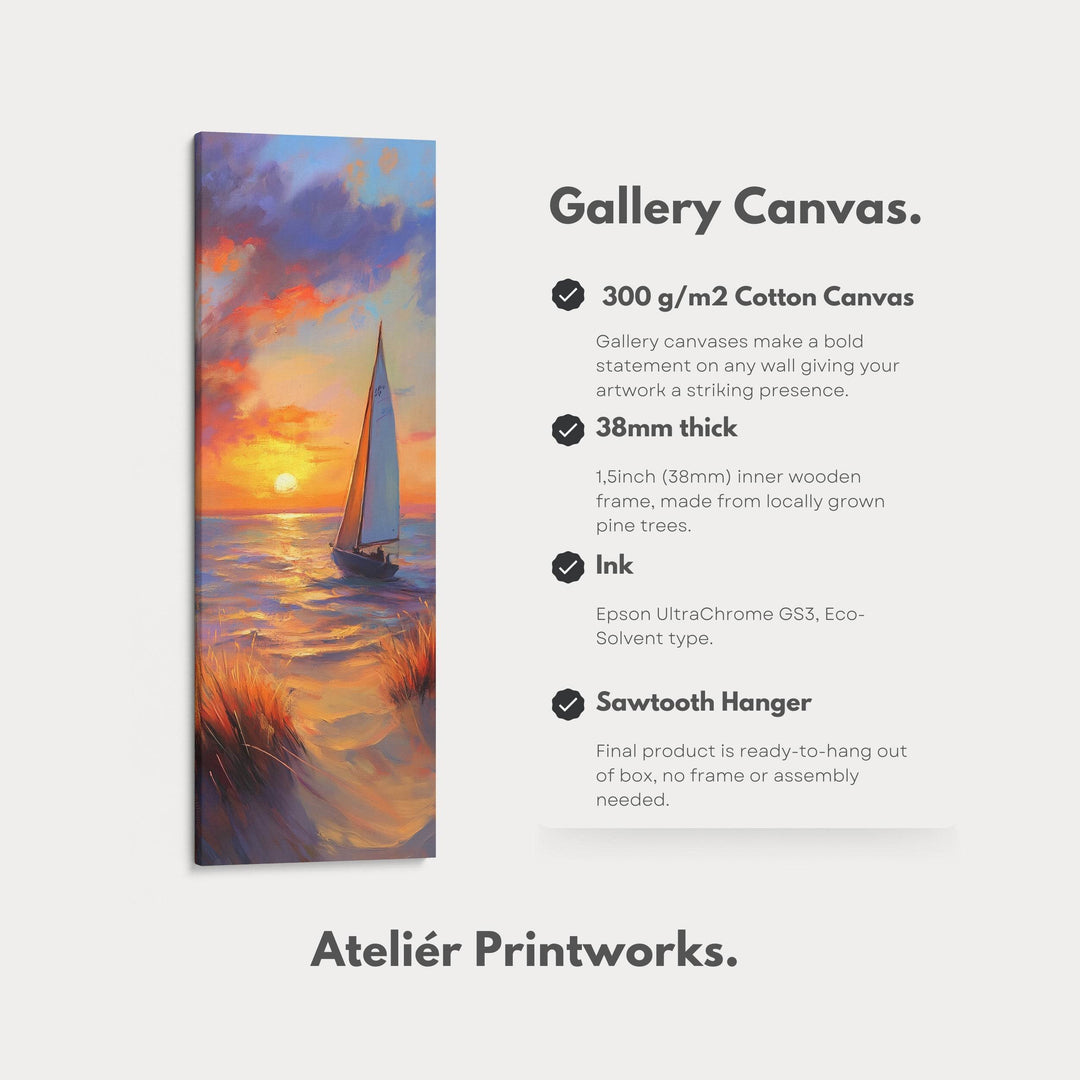 Sunset Sailing Boat Vertical Artwork - Atelier Printworks