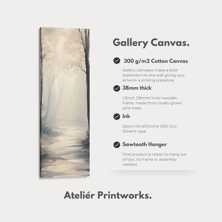 Forest Path Watercolour Tall Narrow Vertical Artwork - Atelier Printworks