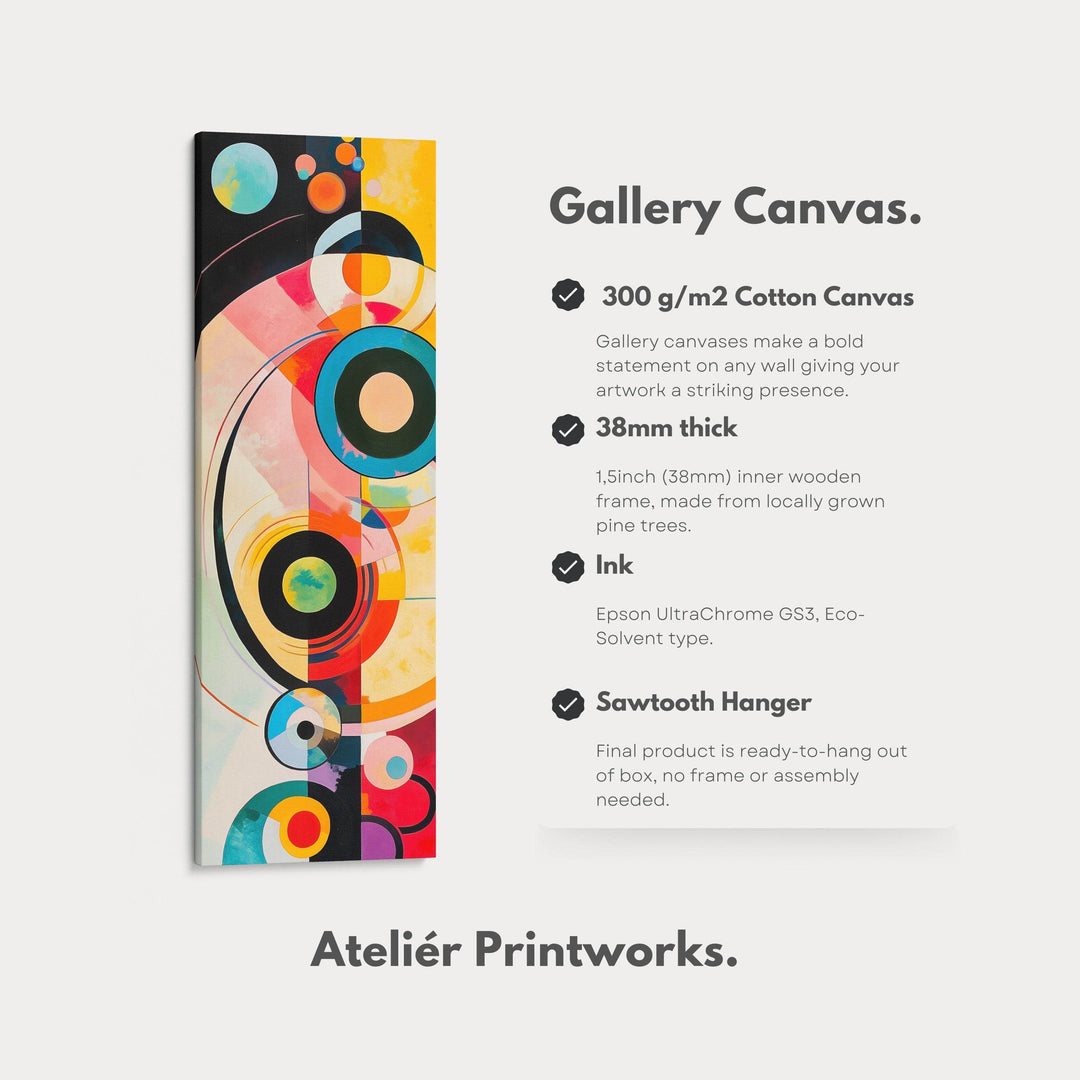 Long Narrow Colourful Abstract Circles Wall Art - Atelier Printworks