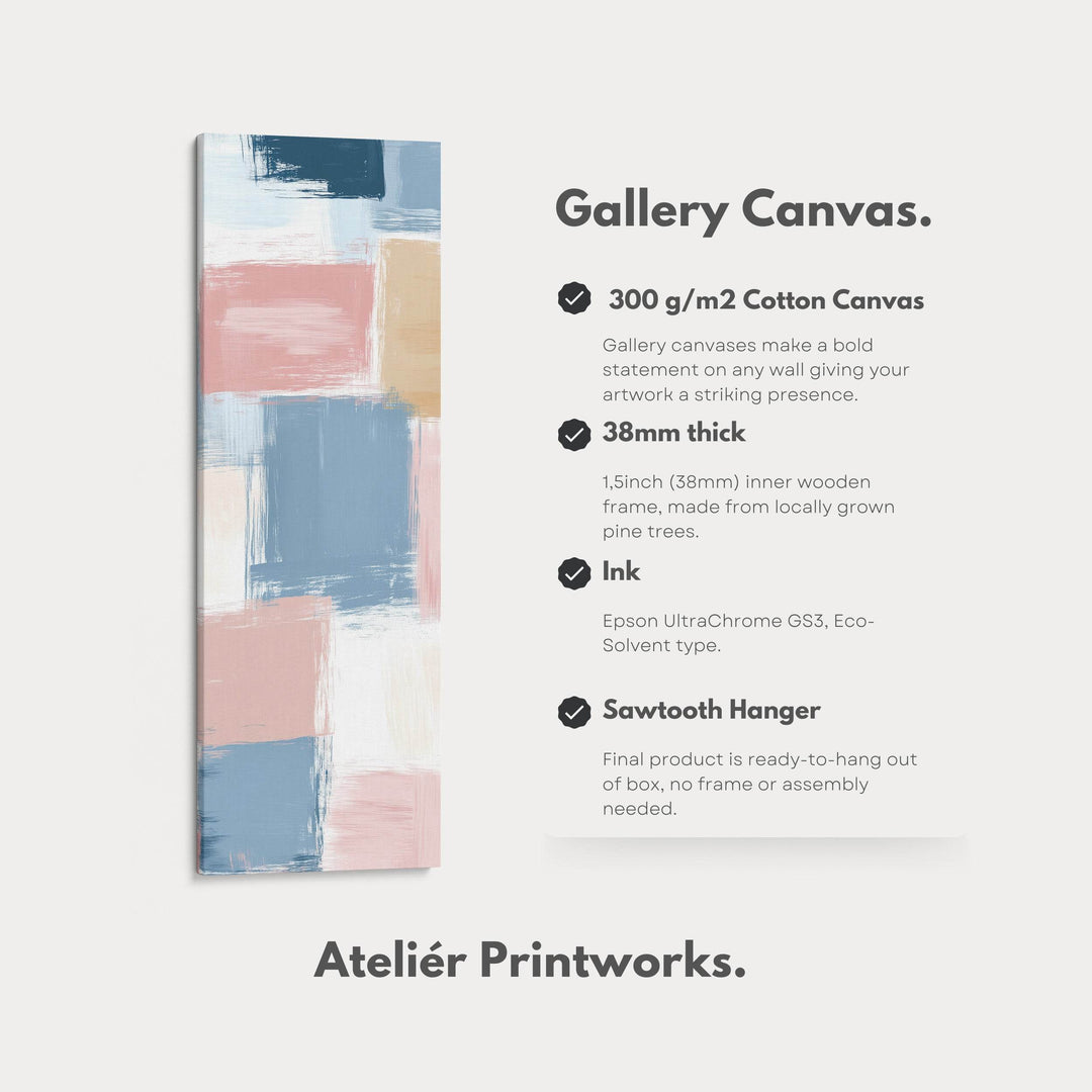 Tall Vertical Pastel Color Block Abstract Long Narrow Wall Art - Atelier Printworks