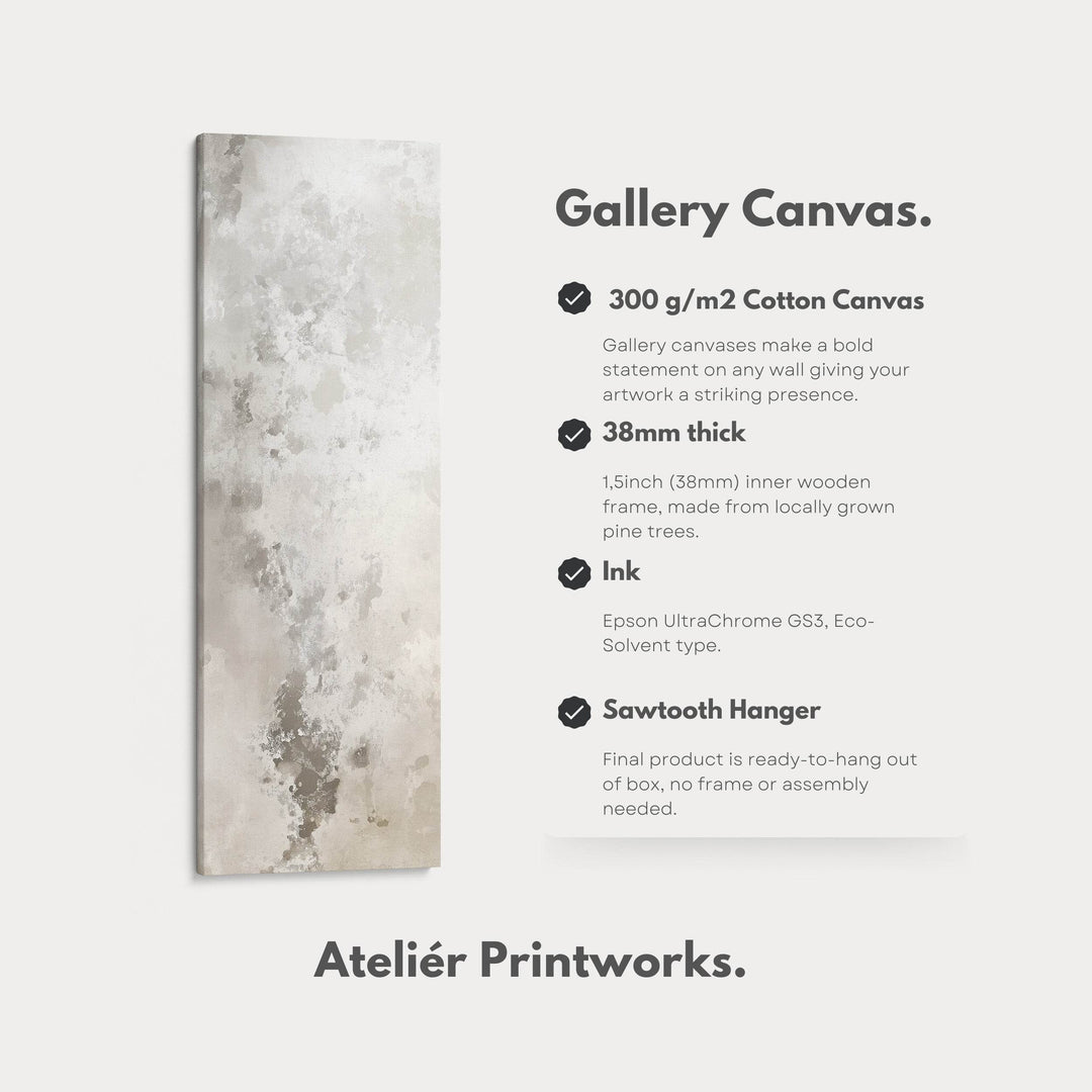 Large Long Narrow Canvas Wall Art - Beige & Grey - Atelier Printworks