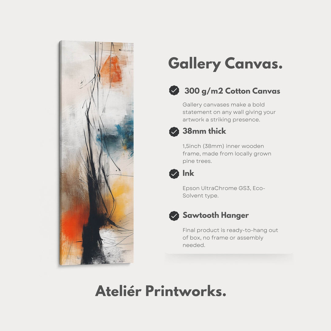 Vertical Large Canvas Wall Art Long Narrow Colourful Abstract - Atelier Printworks