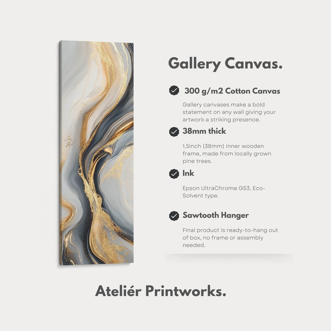 Gold & Gray Large Wall Canvas Long Vertical Wall Art - Atelier Printworks