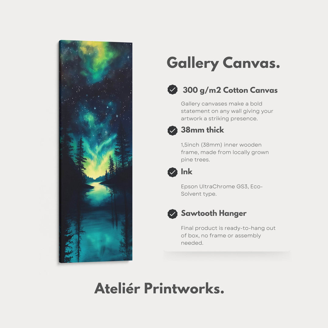 Aurora Borealis Large Frame Wall Decor Long Narrow Vertical Wall Art - Atelier Printworks