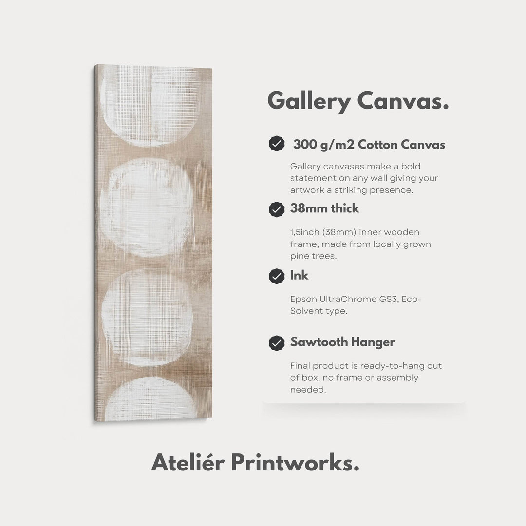 Minimalist Beige & White Abstract Vertical Wall Decor Large Framed Canvas - Atelier Printworks