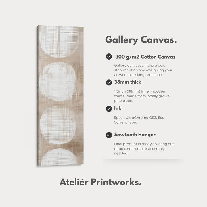 Minimalist Beige & White Abstract Vertical Wall Decor Large Framed Canvas - Atelier Printworks