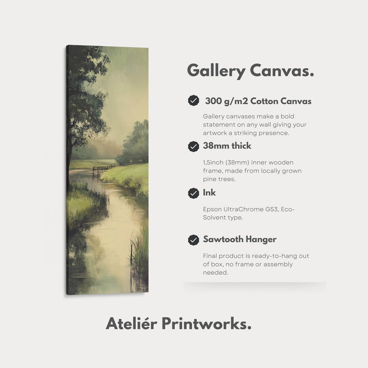 Large Long Vertical Wall Art Large Framed Canvas Tranquil River Picture - Atelier Printworks