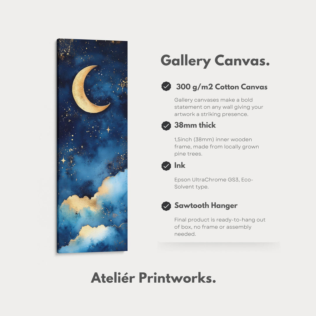Starry Night Sky Wall Art Long Skinny Narrow Canvas Wall Art - Atelier Printworks