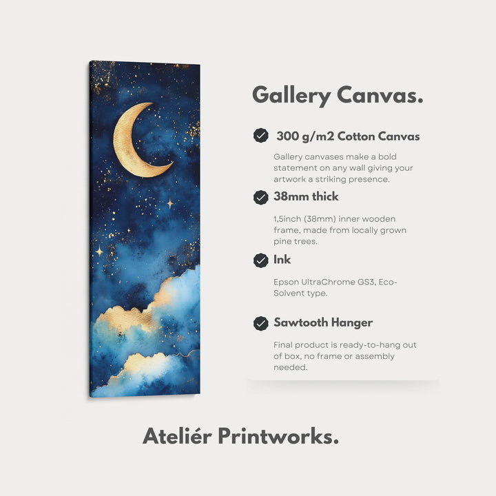 Starry Night Sky Wall Art Long Skinny Narrow Canvas Wall Art - Atelier Printworks