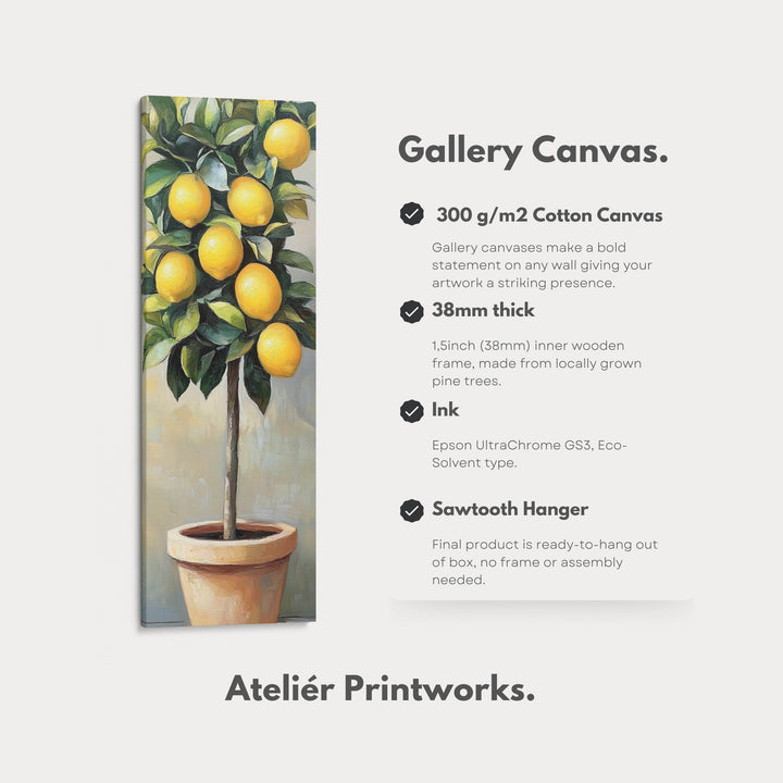 Narrow Kitchen Lemon Tree Tall Wall Art Large Framed Picture - Atelier Printworks