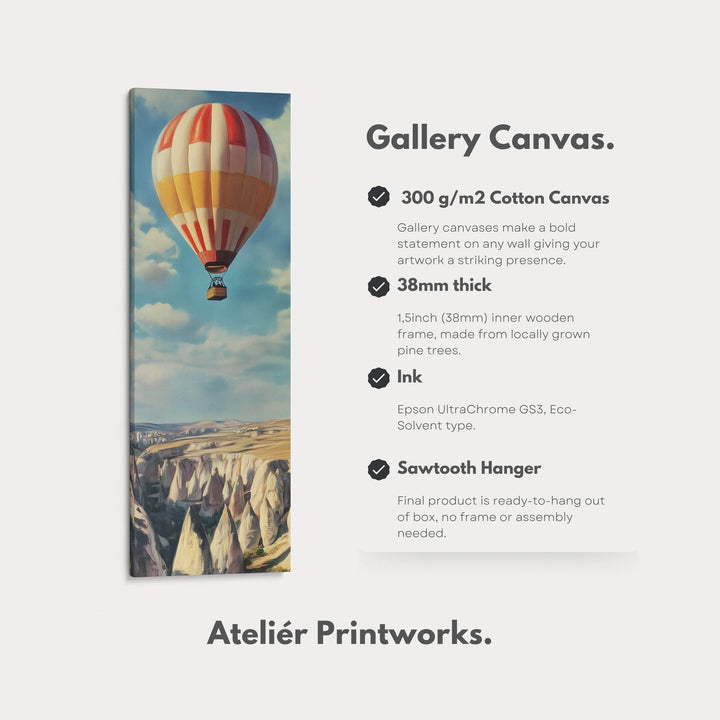 Cappadocia Balloons Long Narrow Vertical Large Canvas Wall Decor - Atelier Printworks