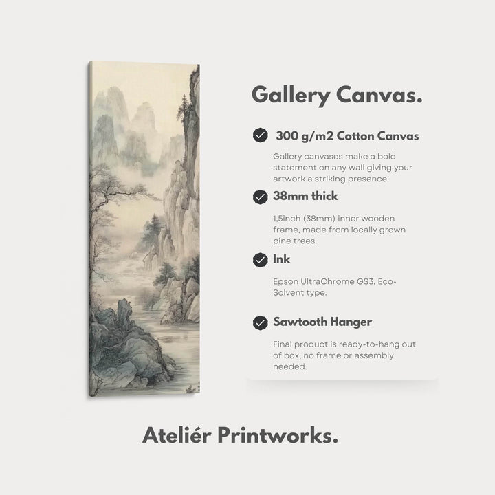 Chinese Landscape Long Narrow Vertical Wall Art Large Canvas Wall Decor - Atelier Printworks