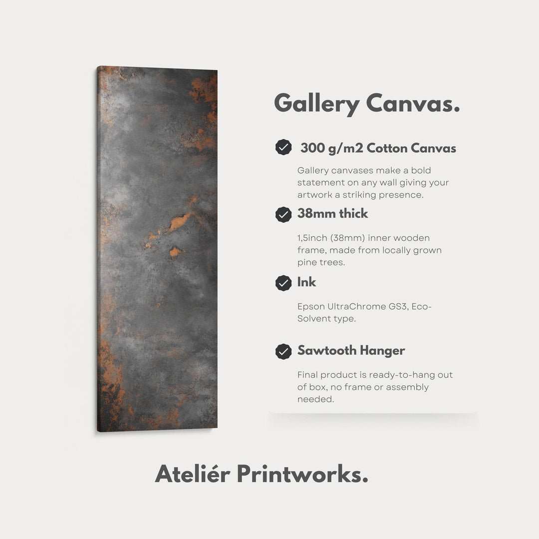 Gray Rustic Abstract Large Canvas Long Narrow Vertical Wall Art Decor - Atelier Printworks