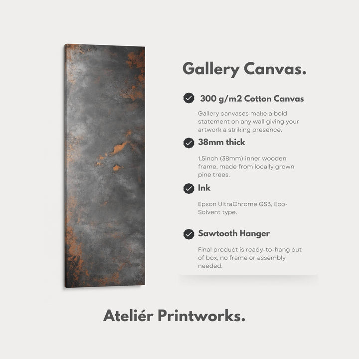 Gray Rustic Abstract Large Canvas Long Narrow Vertical Wall Art Decor - Atelier Printworks