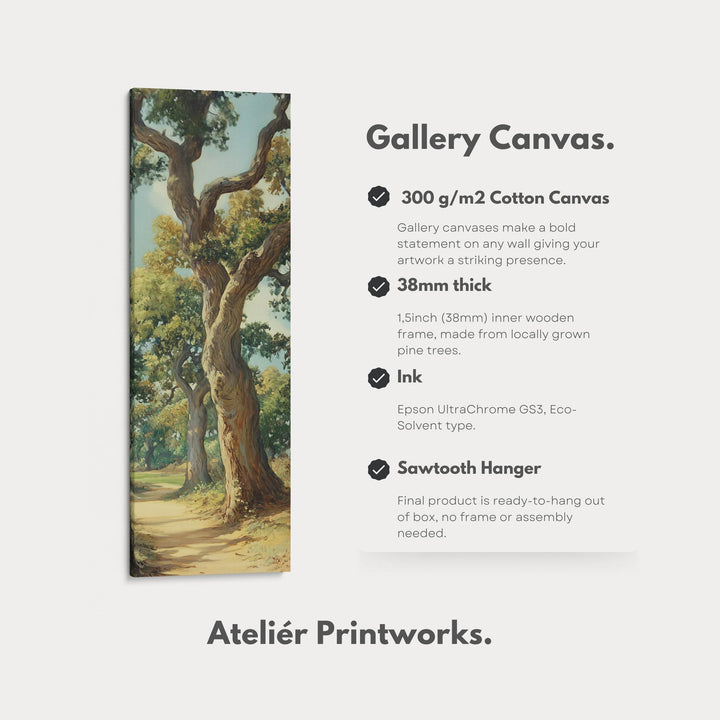 English Woodland Framed Narrow Canvas Wall Art For Living Room - Atelier Printworks