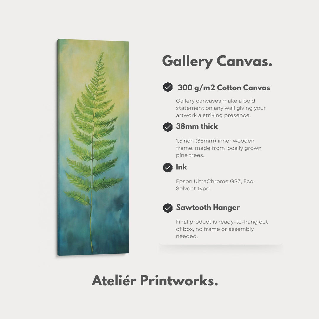 Fern Long Narrow Framed Canvas Wall Art For Living Room - Atelier Printworks