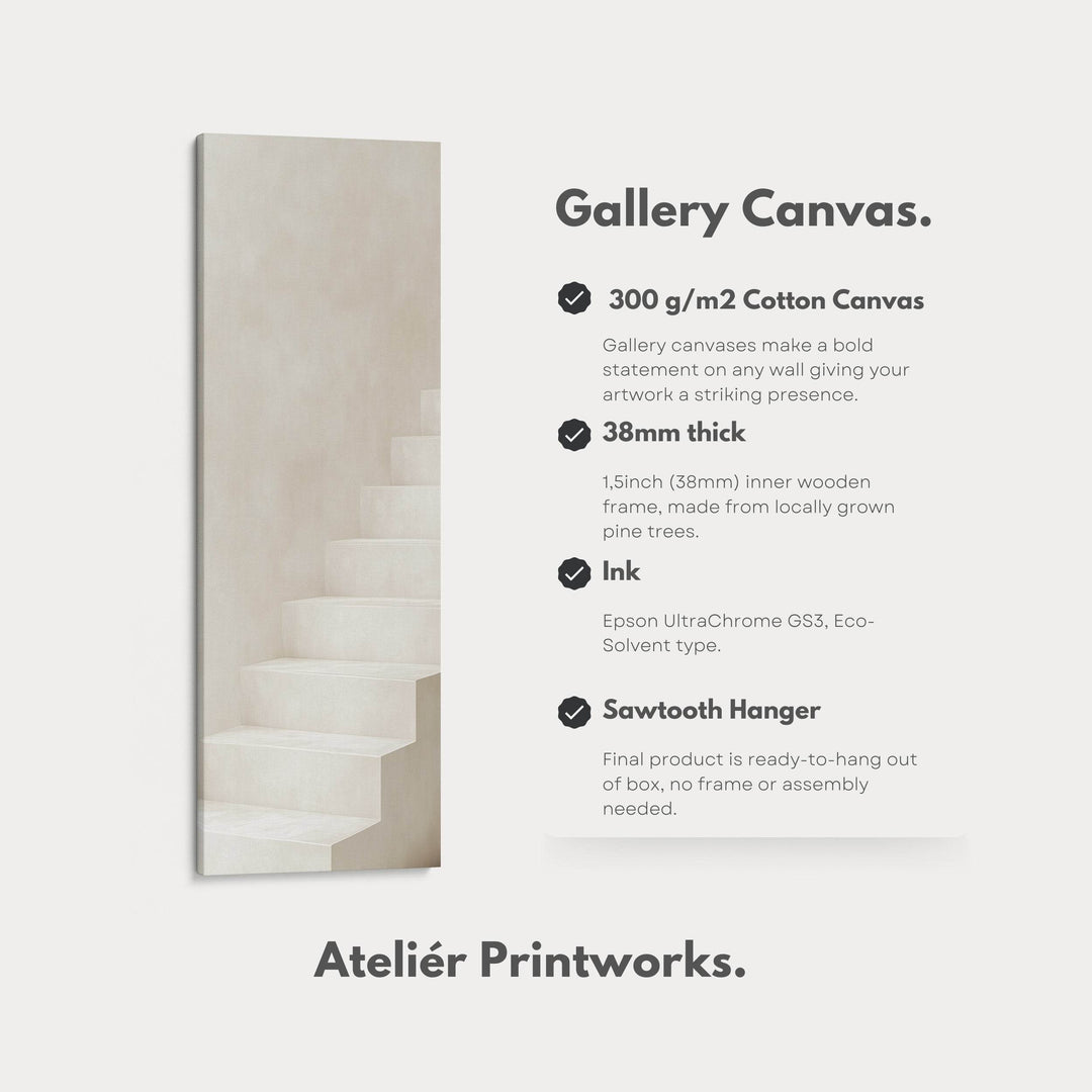 Minimalist Steps Long Tall Vertical Framed Canvas Wall Art - Atelier Printworks