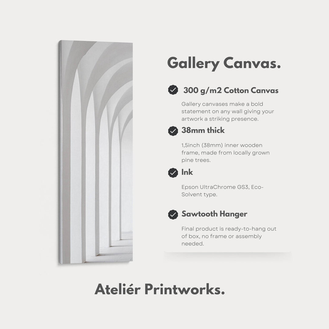 Long Tall Vertical Framed Canvas Wall Art Minimalist White Arch - Atelier Printworks