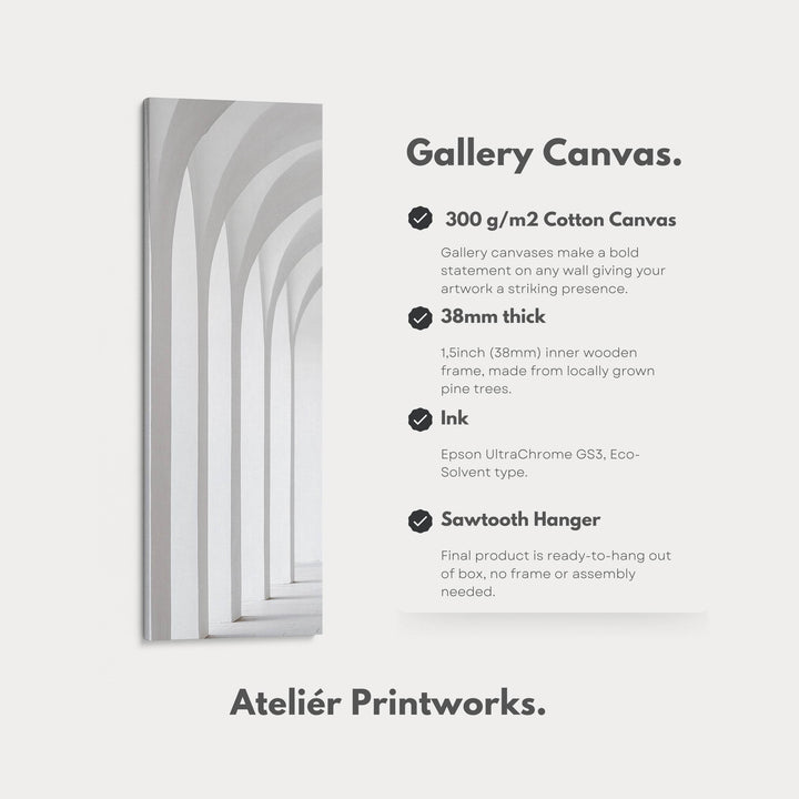 Long Tall Vertical Framed Canvas Wall Art Minimalist White Arch - Atelier Printworks