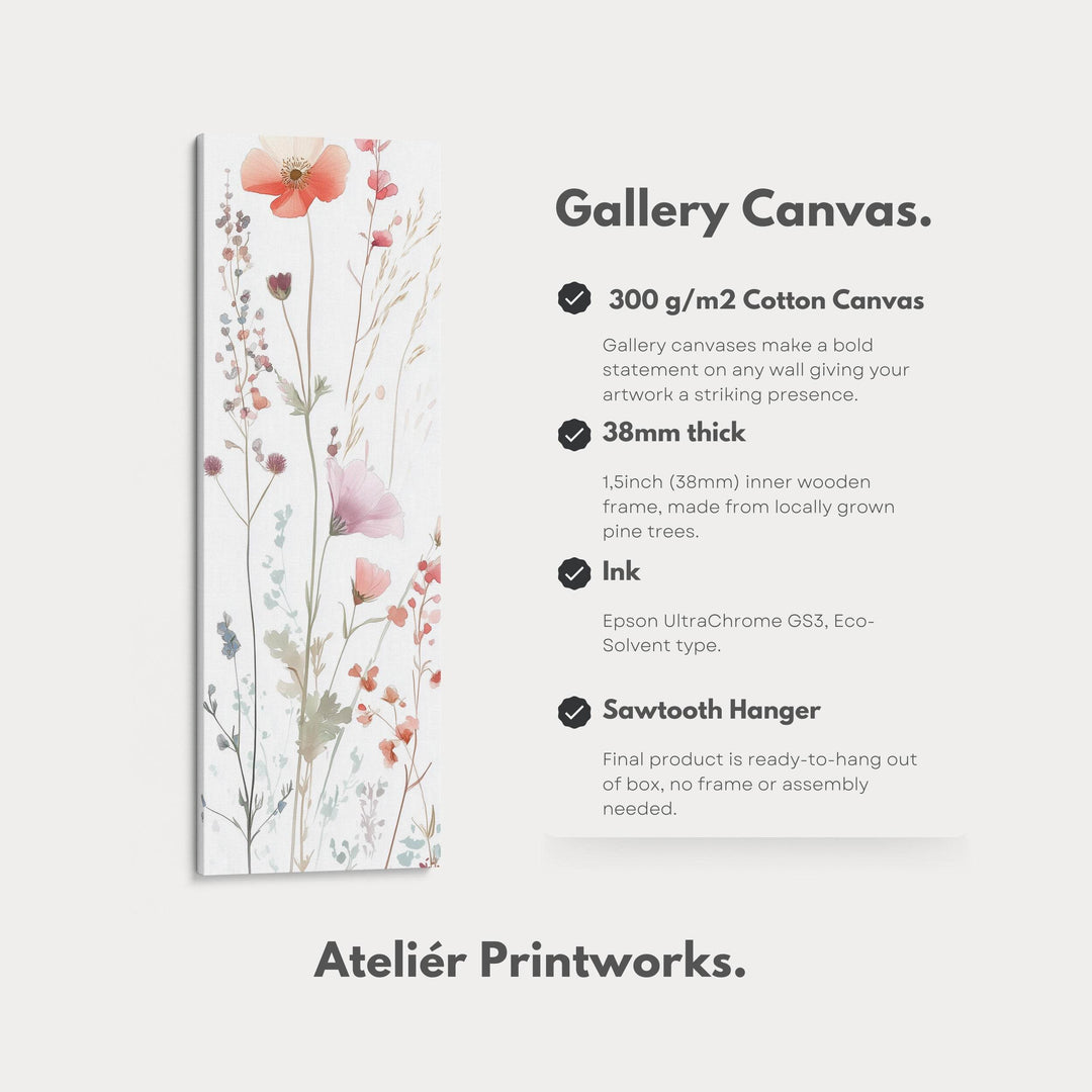 Wild Flower Long Tall Vertical Framed Canvas Wall Art - Atelier Printworks