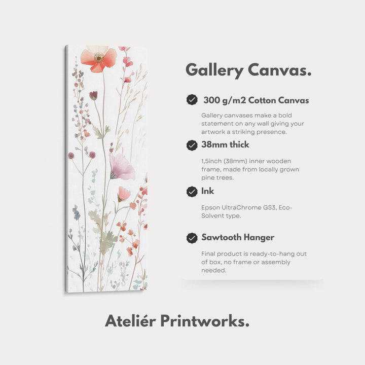 Wild Flower Long Tall Vertical Framed Canvas Wall Art - Atelier Printworks