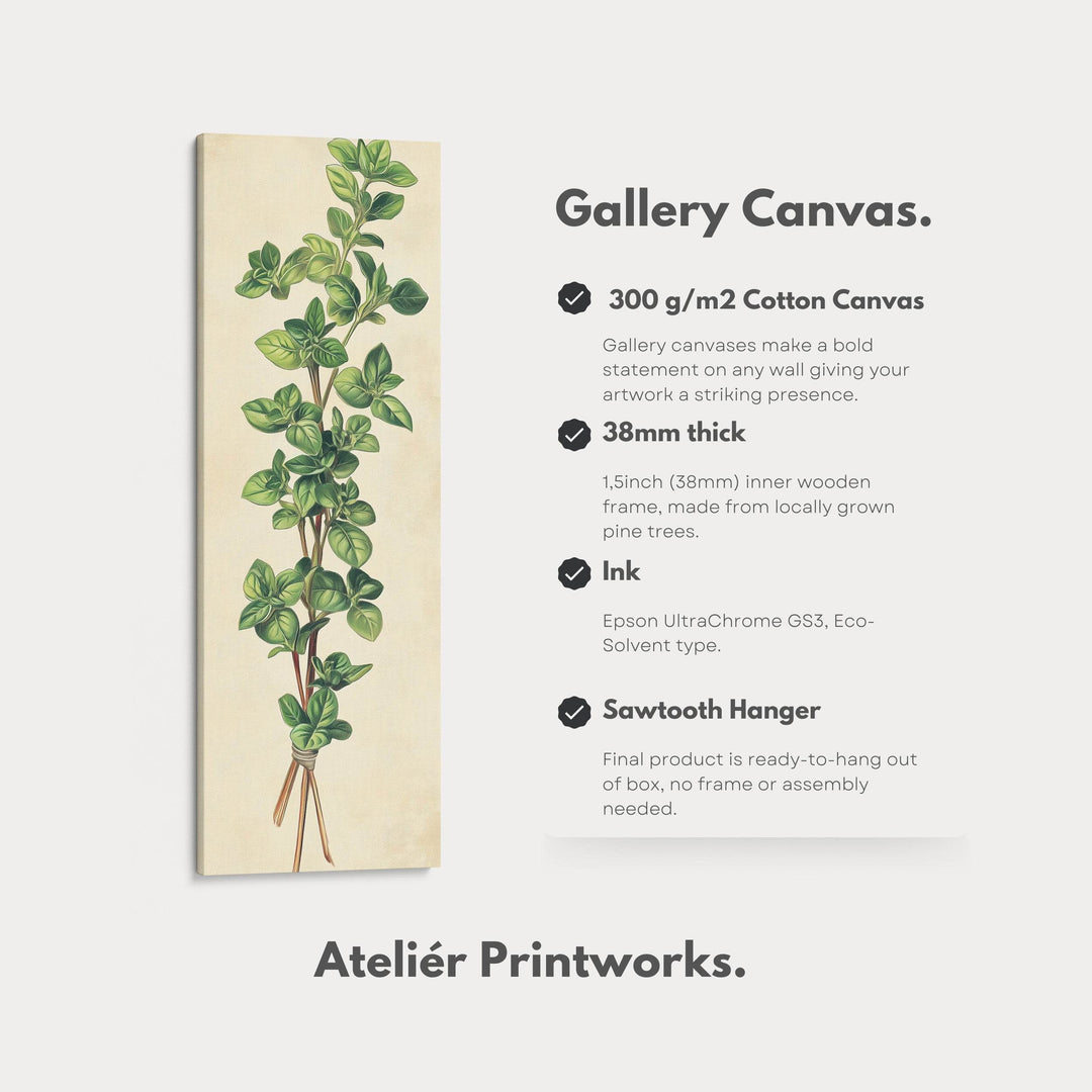 Kitchen Wall Art Marjoram Long Vertical Framed Canvas Decor - Atelier Printworks