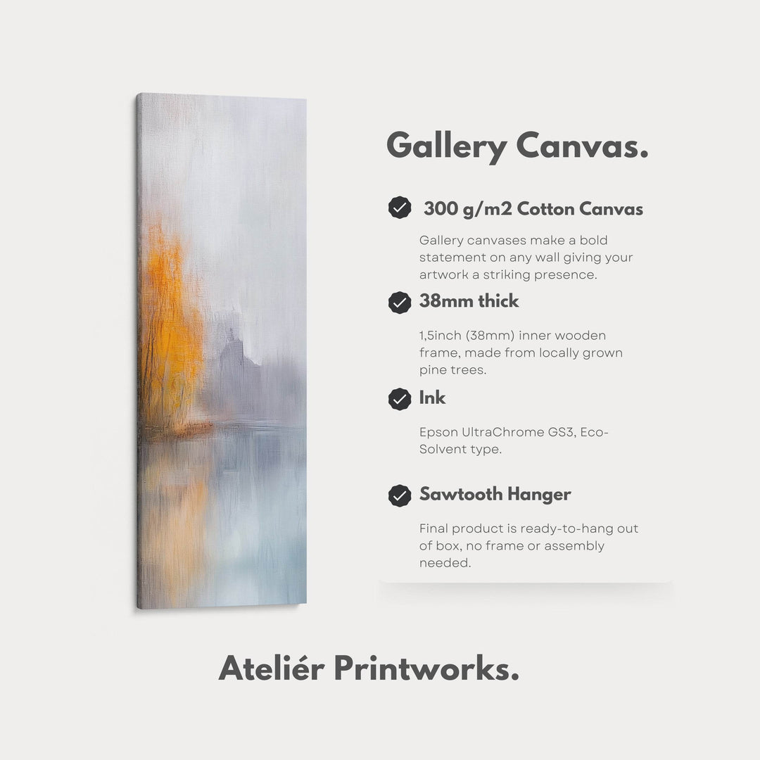 Abstract Grey & Orange Long Vertical Framed Canvas Wall Decor - Atelier Printworks