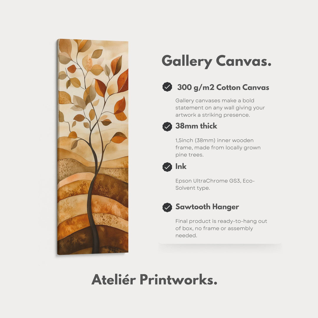 Vertical Abstract Tree Long Framed Canvas Decor - Atelier Printworks