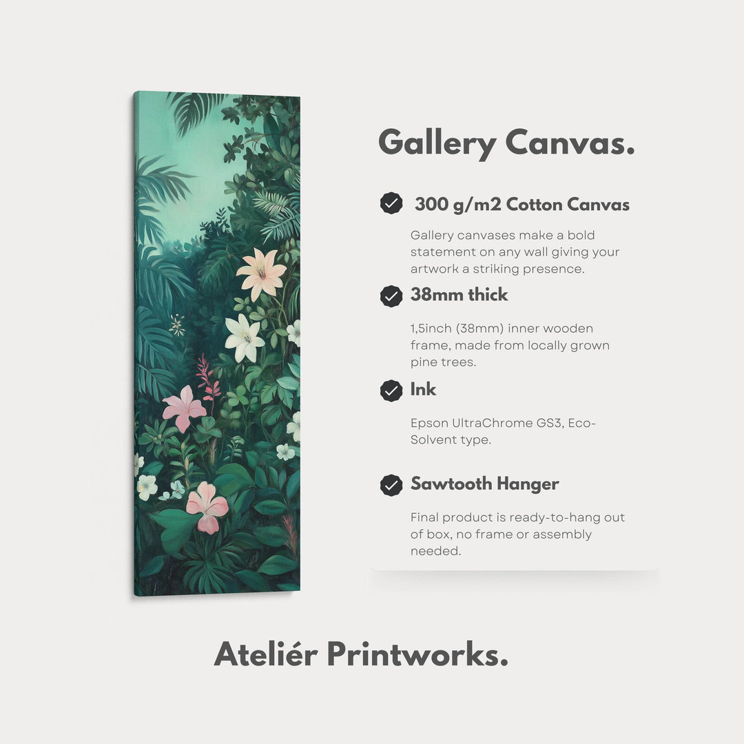 Tropical Jungle Tall Skinny Wall Decor Framed Canvas - Atelier Printworks