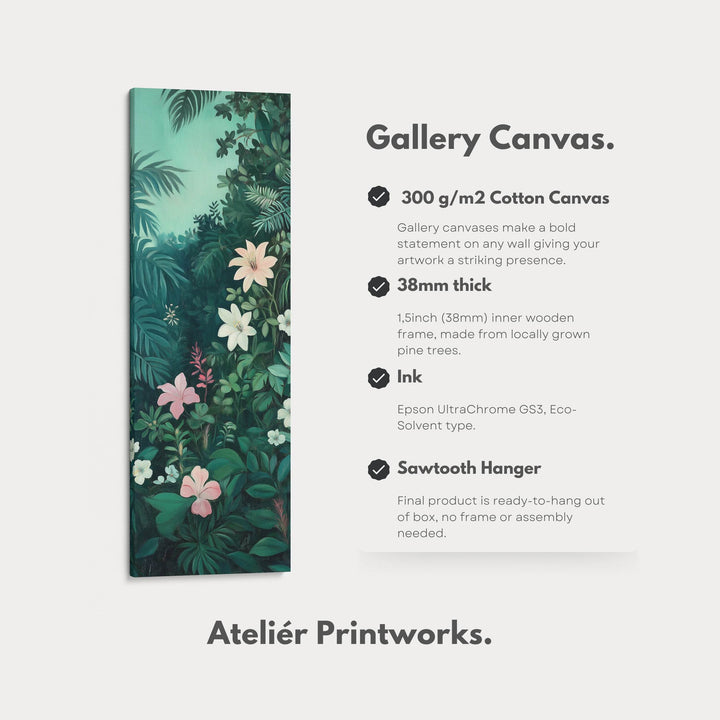 Tropical Jungle Tall Skinny Wall Decor Framed Canvas - Atelier Printworks