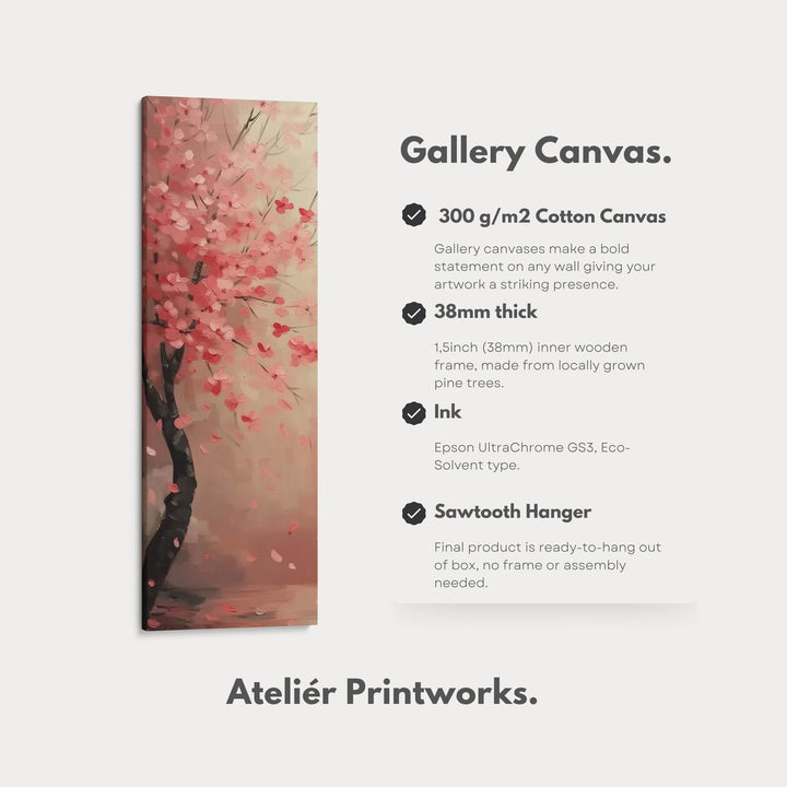 Cherry Blossom Large Framed Vertical Long Canvas Decor - Atelier Printworks