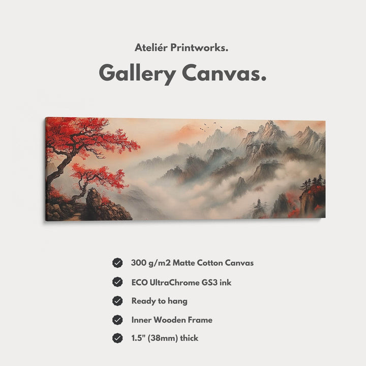 Chinese Landscape Panoramic Wall Art Large Framed Canvas - Atelier Printworks