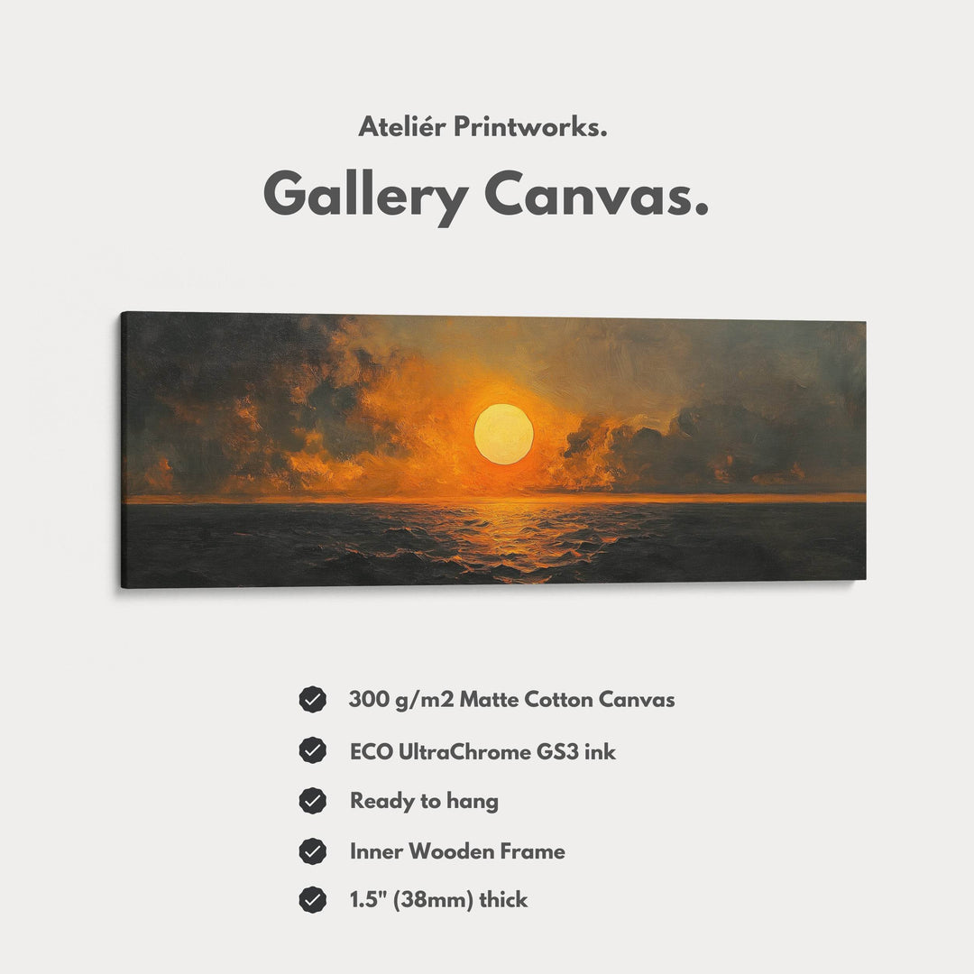 Long Horizontal Wall Art Above Bed Decor Abstract Sunset - Atelier Printworks