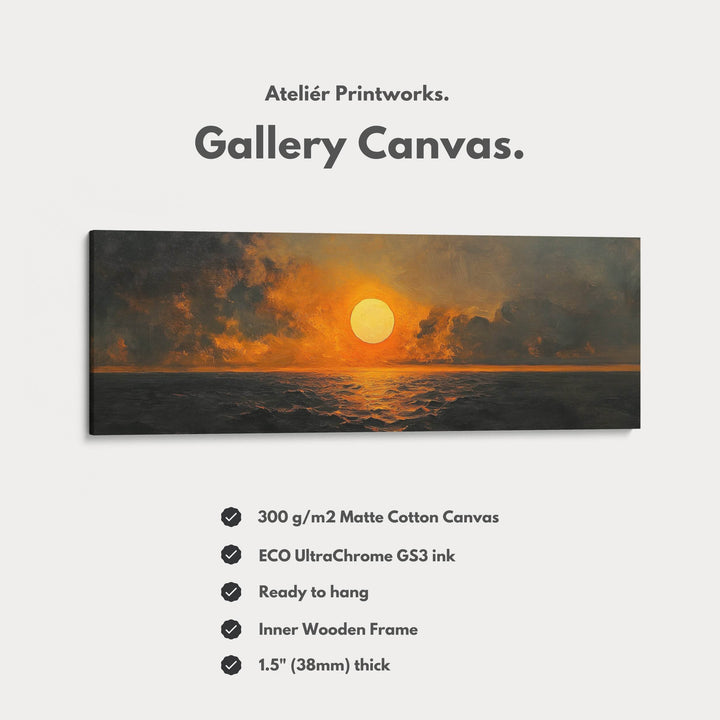 Long Horizontal Wall Art Above Bed Decor Abstract Sunset - Atelier Printworks