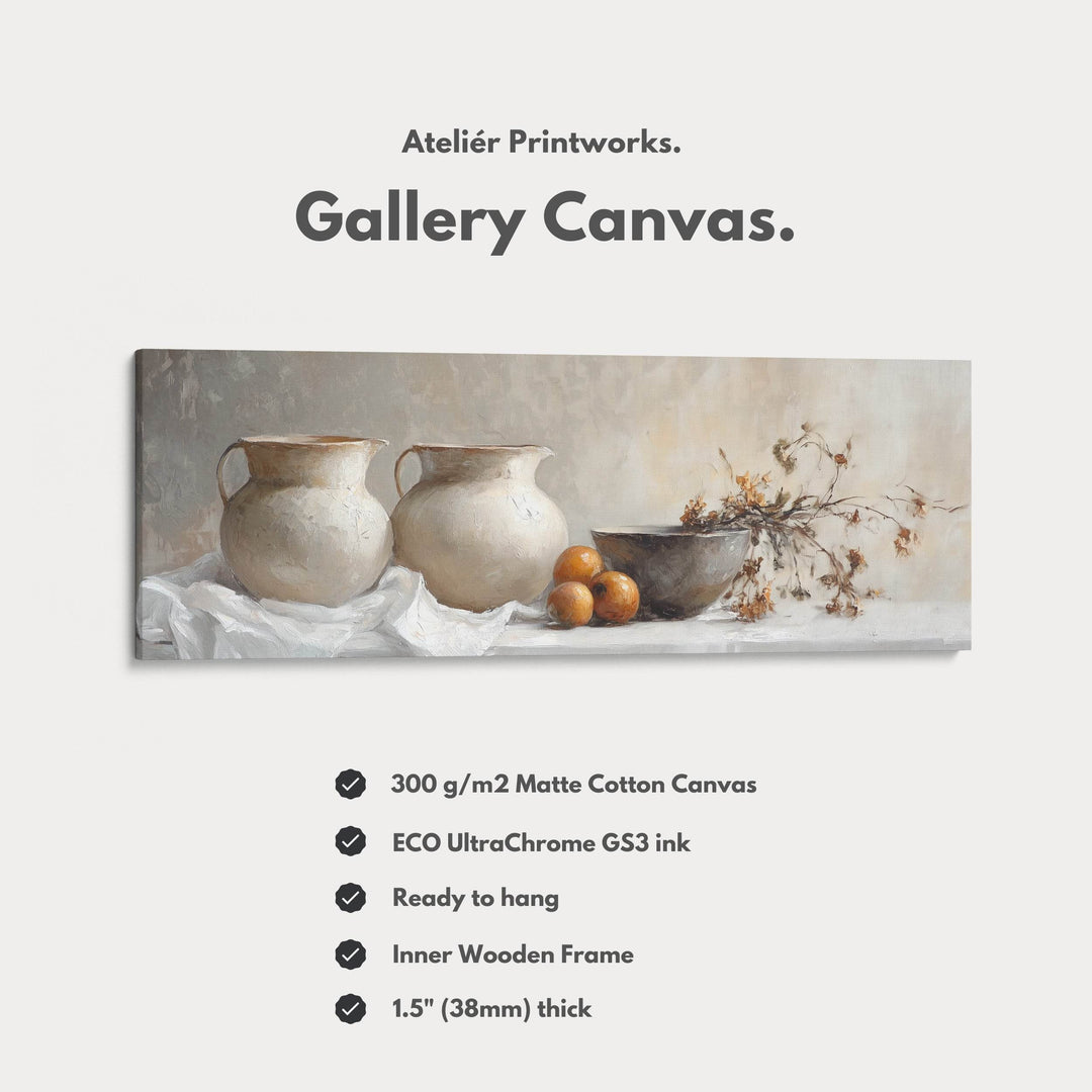 Neutral Kitchen Wall Art Long Narrow Wall Art Big Framed Canvas Picture - Atelier Printworks