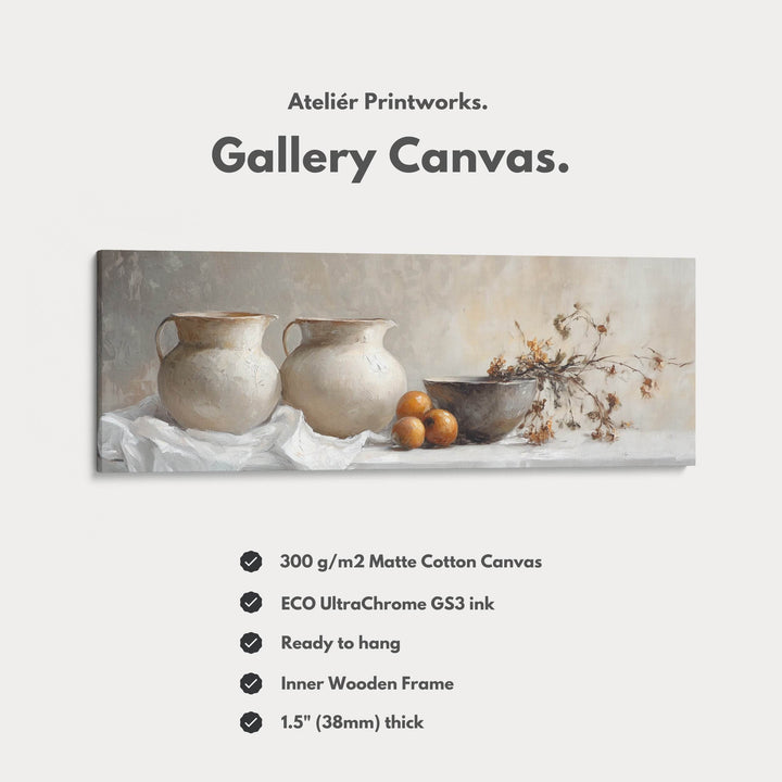 Neutral Kitchen Wall Art Long Narrow Wall Art Big Framed Canvas Picture - Atelier Printworks