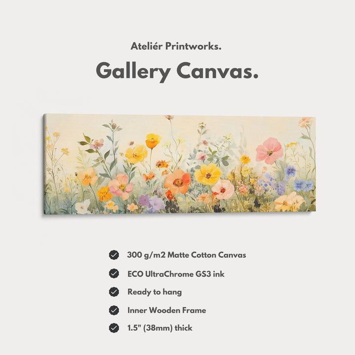 Wild Flower Meadow Large Horizontal Framed Canvas Wall Art - Atelier Printworks