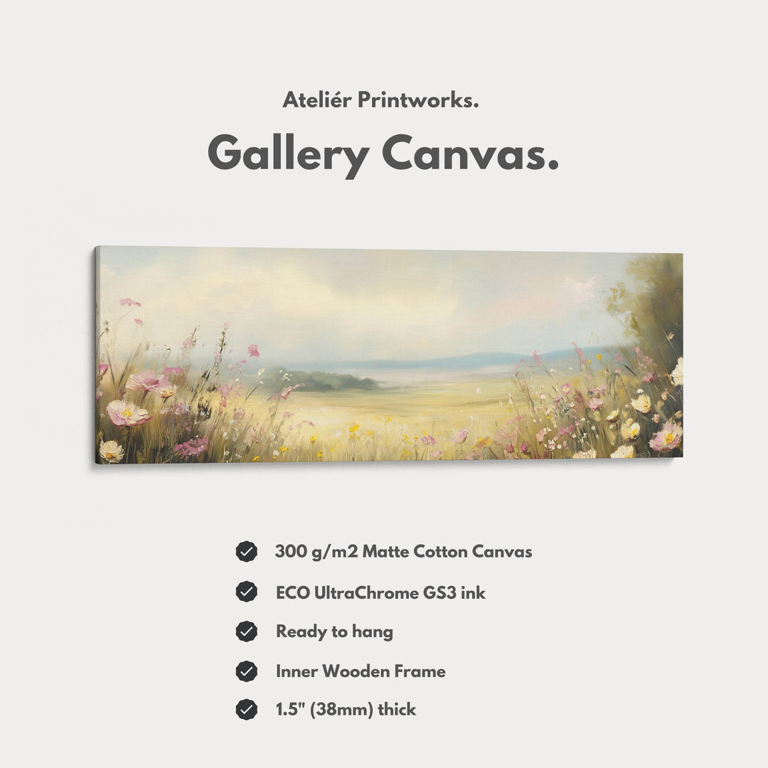 Framed Canvas Horizontal Narrow Wall Art Decor Wildflower Meadow - Atelier Printworks