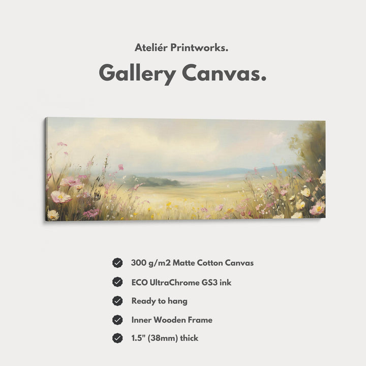 Framed Canvas Horizontal Narrow Wall Art Decor Wildflower Meadow - Atelier Printworks