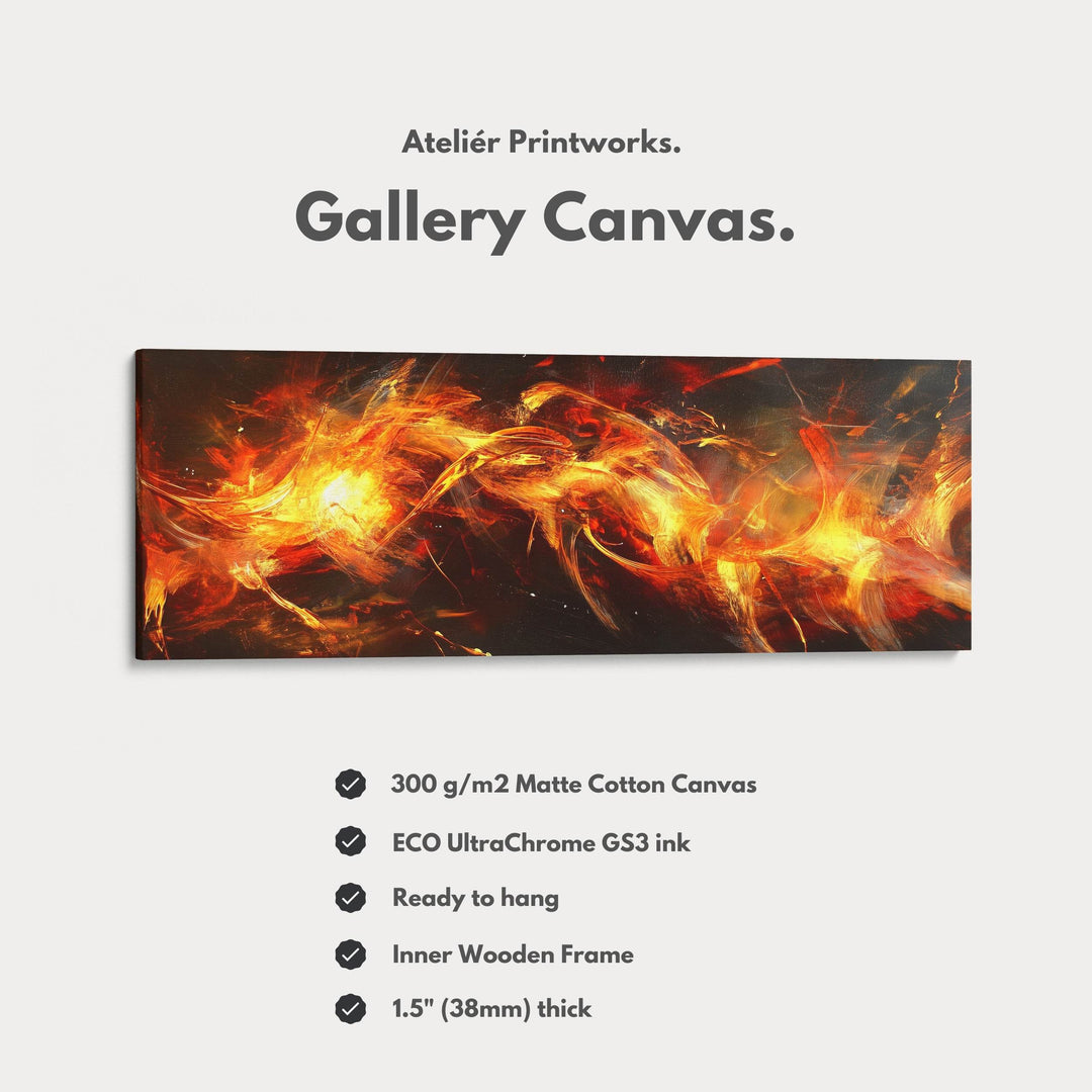 Abstract Flame Long Horizontal Wall Art, Panoramic Wall Art Wide Wall Art - Atelier Printworks