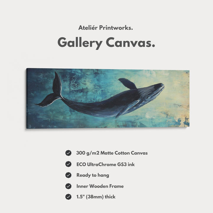 Abstract Whale Long Horizontal Wall Art, Panoramic Wall Art Wide Wall Art - Atelier Printworks