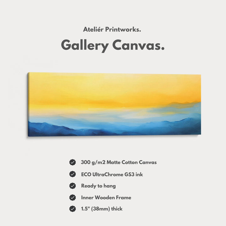 Abstract Blue & Yellow Long Narrow Panoramic Wall Art Canvas - Atelier Printworks
