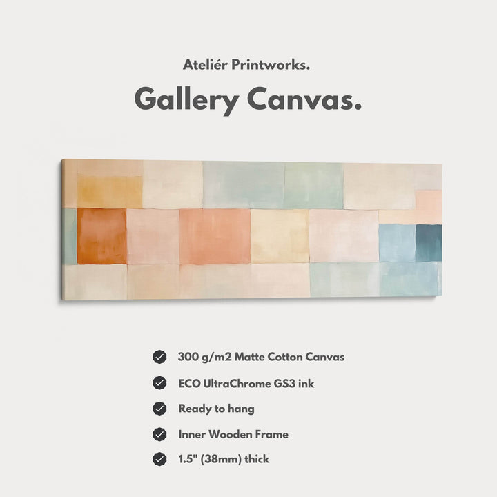 Abstract Pastel Long Framed Horizontal Canvas Wall Art - Atelier Printworks