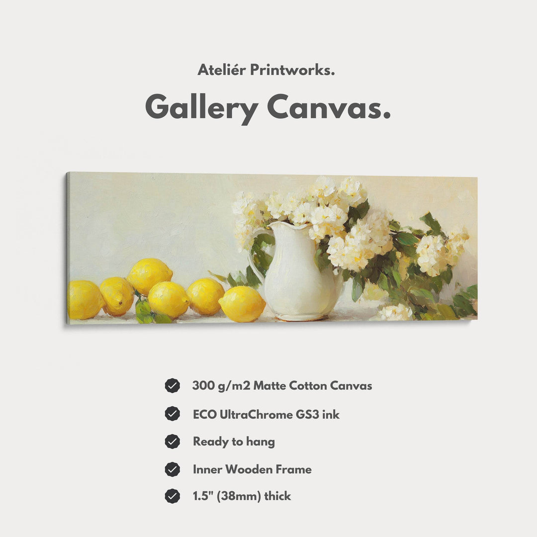 Kitchen Lemon Wall Decor Long Panoramic Canvas Wall Art - Atelier Printworks