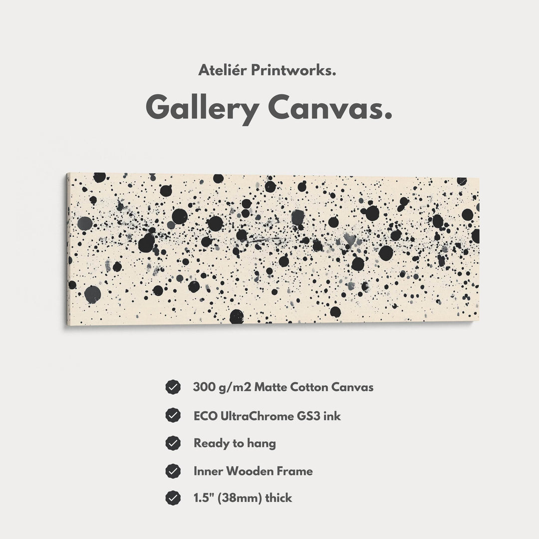 Black Abstract Dots Panoramic Large Framed Wall Decor - Atelier Printworks