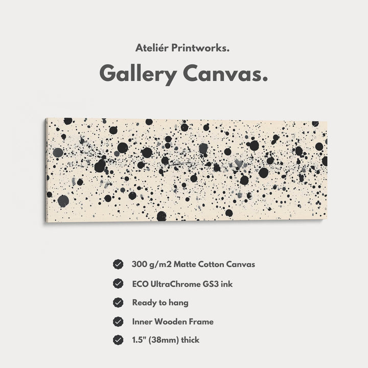 Black Abstract Dots Panoramic Large Framed Wall Decor - Atelier Printworks