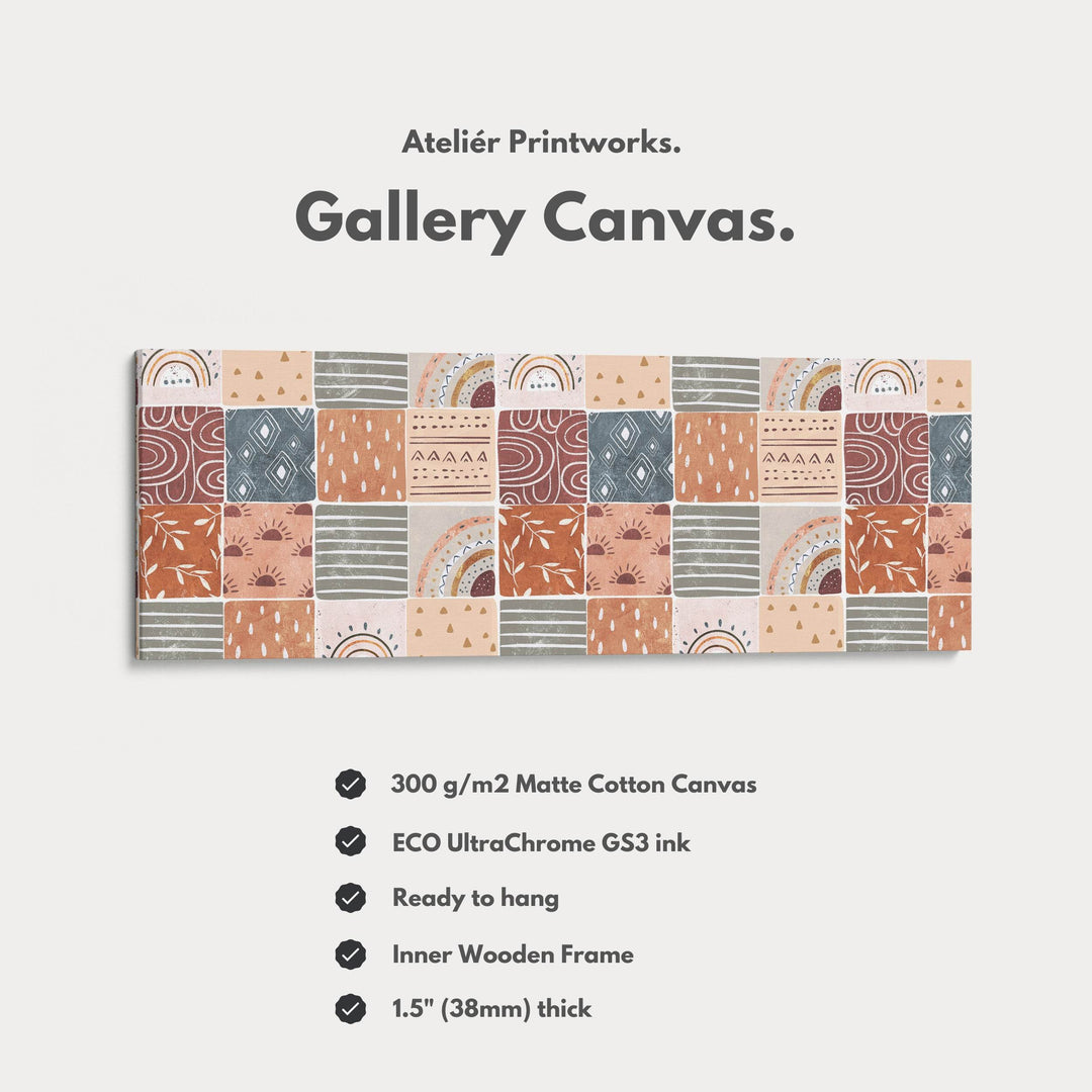 Horizontal Wall Art Muted Boho Pattern - Atelier Printworks