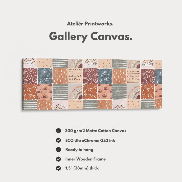 Horizontal Wall Art Muted Boho Pattern - Atelier Printworks